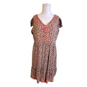 Savannah Jane Large Dress Women animal print baby doll leopard embroidered